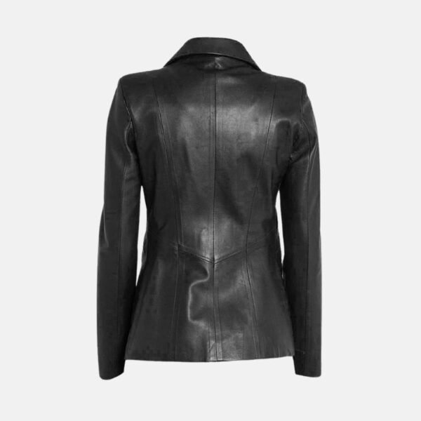 Classic Premium Womens Black Leather Blazer - Image 6