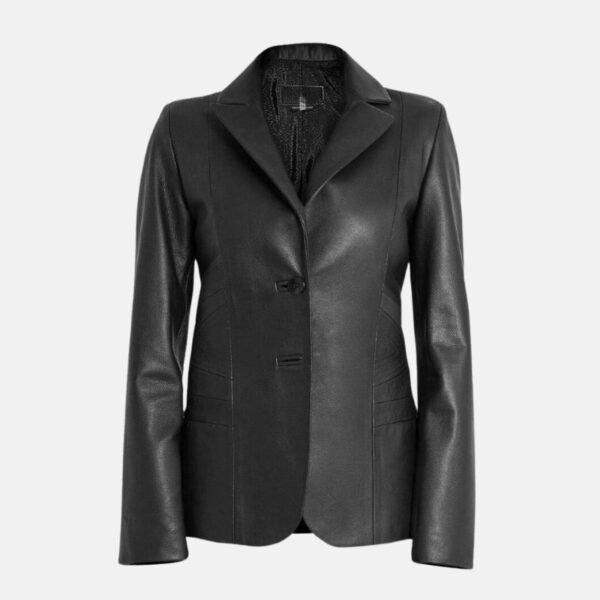Classic Premium Womens Black Leather Blazer